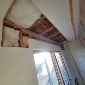 Interior wall opened during Kagel Canyon water damage repair